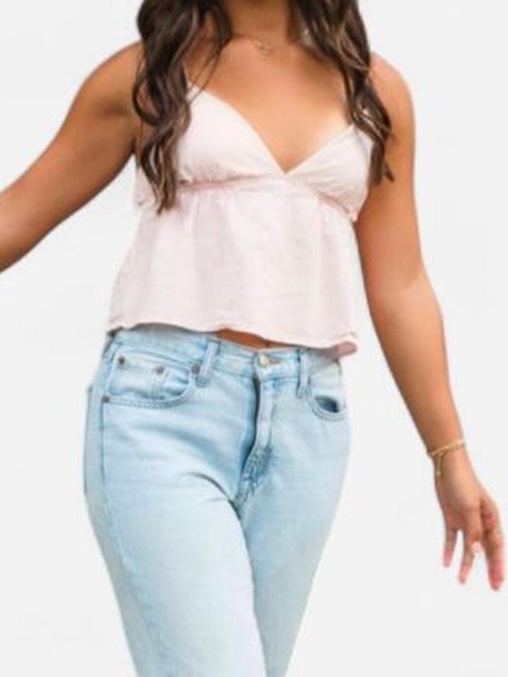 La Hearts Pale Pink Adjustable Spaghetti Strap V-Neck Camisole